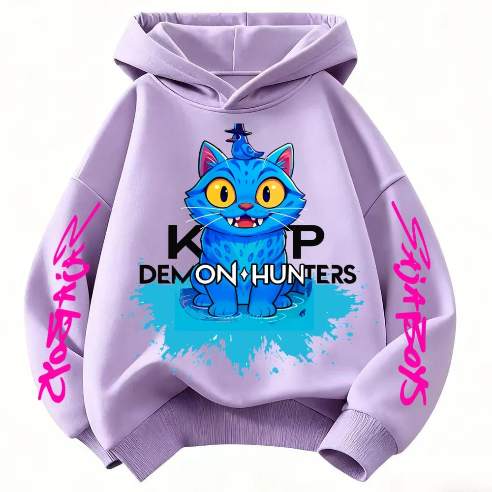 2025 New Saja Boys Derpy KPop Demon Hunter Cartoon Boy Hooded Sweatshirt Warm Wave Fashion Casual Tops Casual Black Clothing
