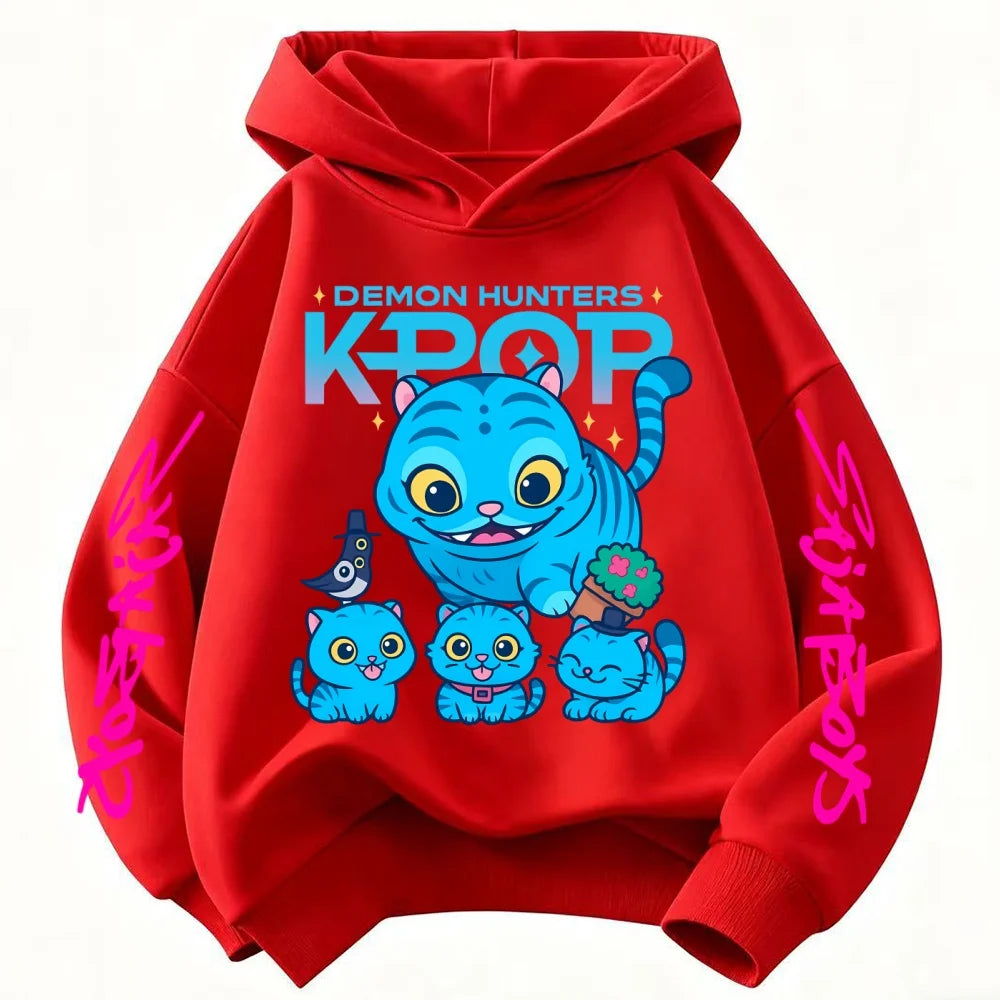Cute Children's Clothes KPop Devil Hunter Fashion Print Casual 2025 Movie Girls Boys Winter Casual Woolen Hoodies