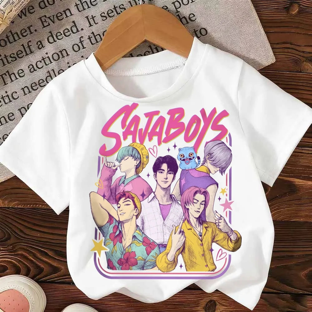 Fashion Casual Kids T-shirt KPop Demon Hunters Cotton Tshirt Clothes Cool Girls Tee Top Funny Gift for Fans