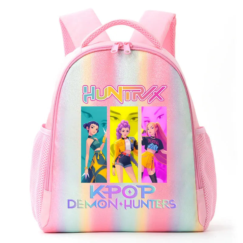 For K-Pop Demon Hunters Student Rainbow Backpack Anime Accessories HUNTR/X Rumi Mira Zoey Schoolbag Children's Birthday Gifts