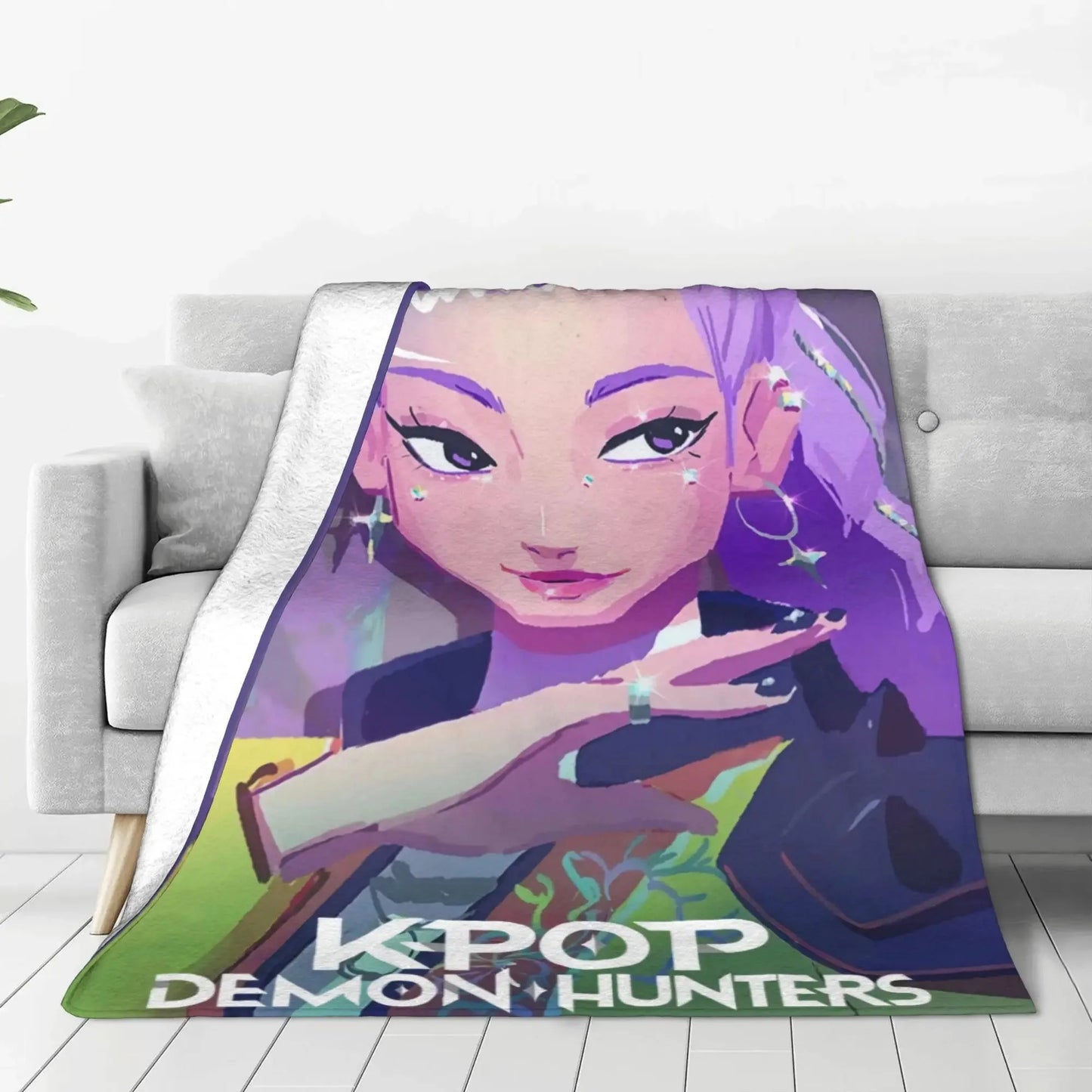 K-Pop Devil Hunter Blanket Is Suitable For Home Bedding And School Bedding. It Is A Must-Have Flannel Gift For Dormitories