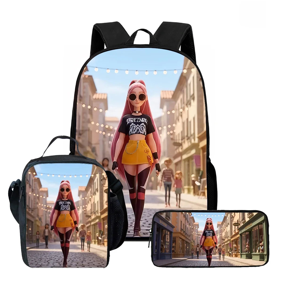 Cartoon KPop Demon Hunters Child School Backpack With Lunch Bags Pencil Bags For,Light Weight Child School Bags