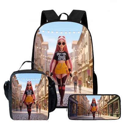 Cartoon KPop Demon Hunters Child School Backpack With Lunch Bags Pencil Bags For,Light Weight Child School Bags