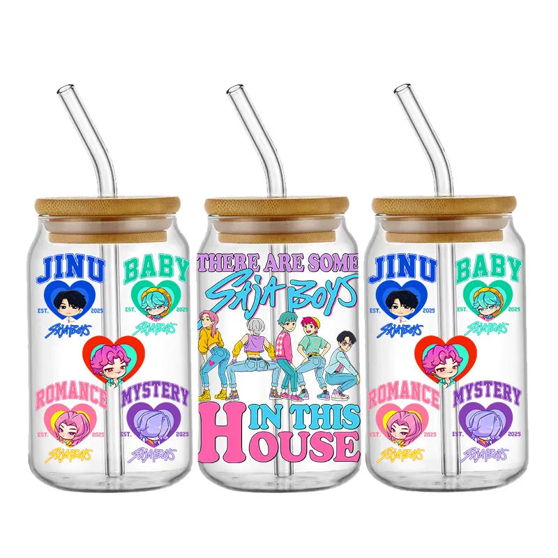 Demon Hunters Movie Kpop Lover Gift Anime Fan UV DTF Stickers Ready To Transfer Cup Wrap Custom DIY Craft For Libbey Can Glass