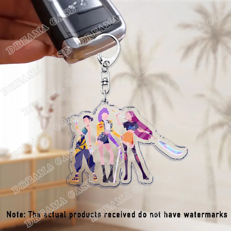 Cute Cartoon Huntrix Saja Boys Acrylic Keychains Ring Double-Sided Key Chain Jewelry Kpop Demon Hunters Fan Love Gifts