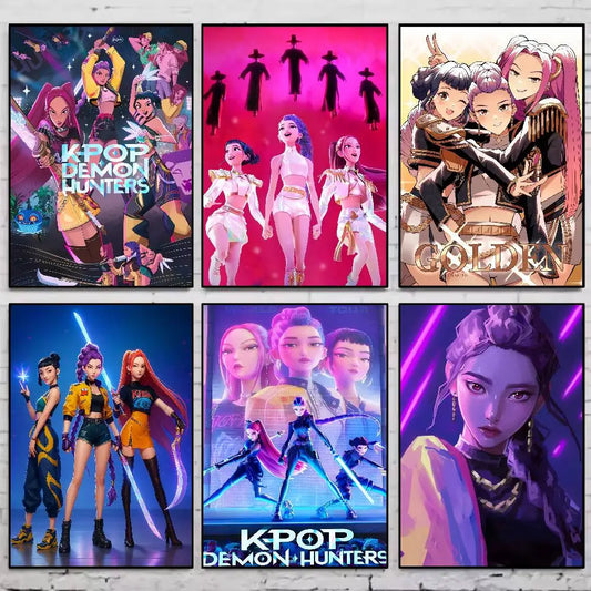 K-pop D-Demon Hunters Anime Poster Gallery Prints Self Adhesive Home Decor Decoration Wall Decals Living Room Sticker