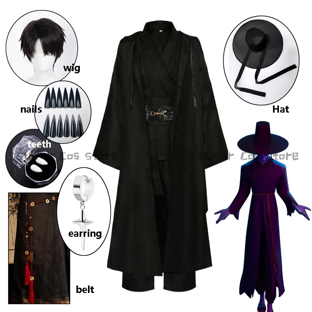 Anime Demon Hunter Saja Boy Jinu Cosplay Costume Wig Kpop Group Singing Korea Style Man Suit Hat Black Y2K Gothic Halloween