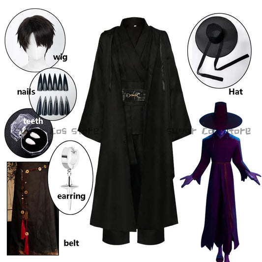 Anime Demon Hunter Saja Boy Jinu Cosplay Costume Wig Kpop Group Singing Korea Style Man Suit Hat Black Y2K Gothic Halloween