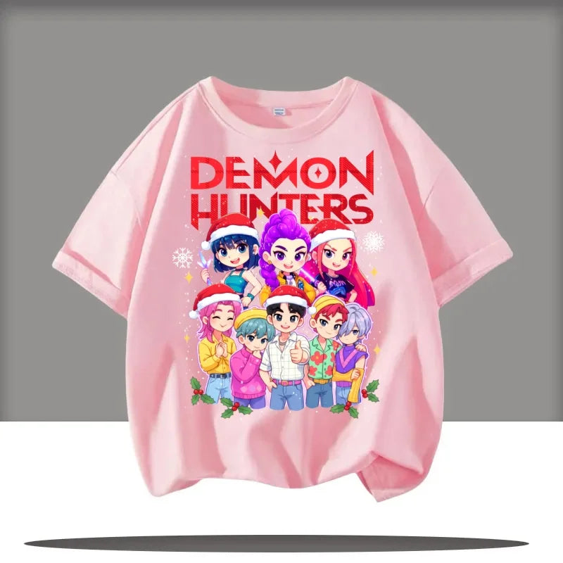 Toddler Girl Clothes Kpop Demon Hunters Cartoon Tee Shirt Funny Gift for Fans Harajuku Cool Kids T-shirts Summer Tops