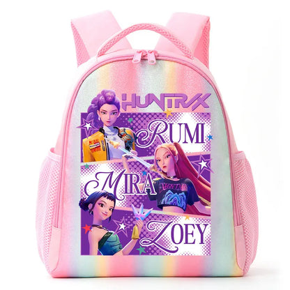 For K-Pop Demon Hunters Student Rainbow Backpack Anime Accessories HUNTR/X Rumi Mira Zoey Schoolbag Children's Birthday Gifts
