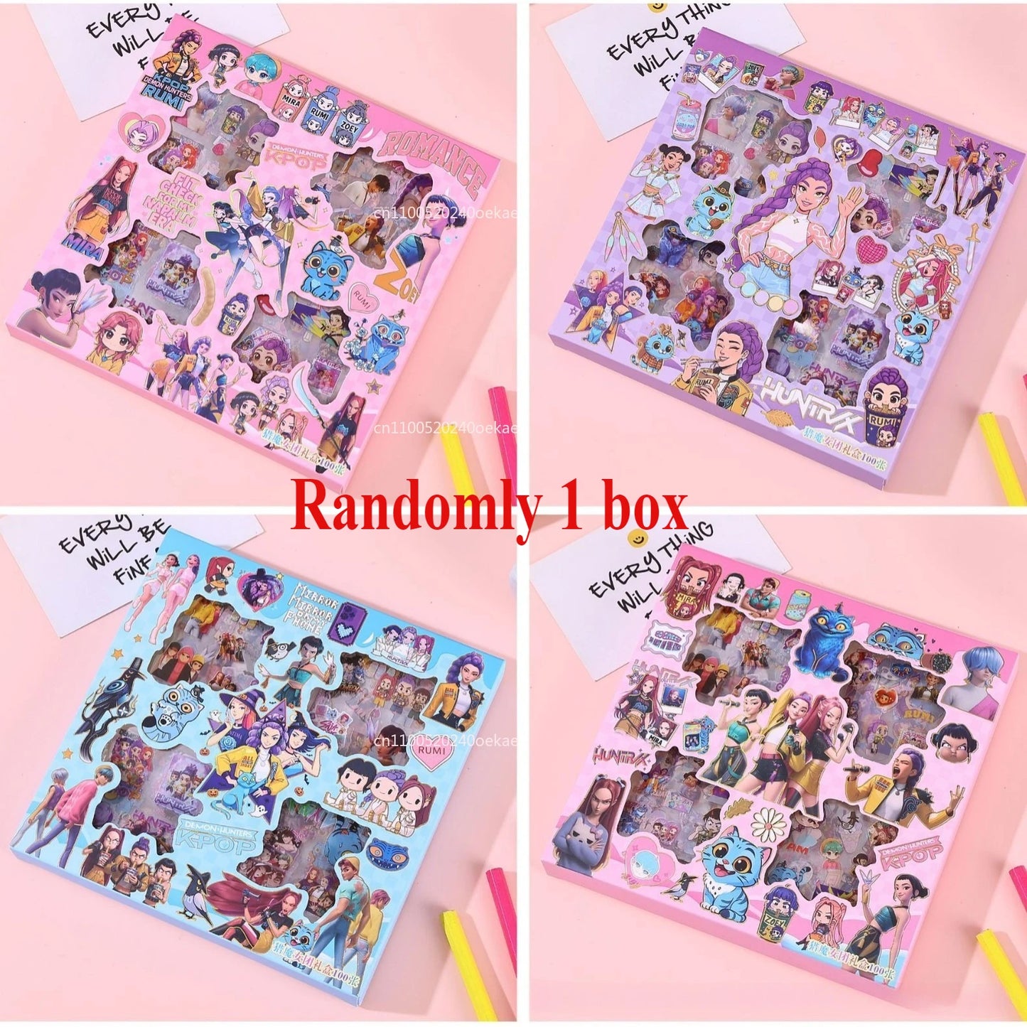 HOT Kpop Demon Hunters 96 sheets Transparent Handbook Stickers Gift Box Waterproof Creative Handbook Material Stickers