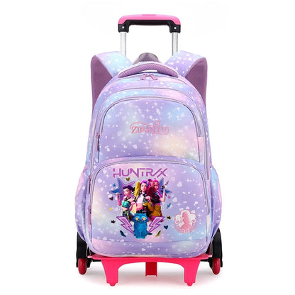 Kpop Demon Hunter Kids Backpack Kawaii Cartoon Printed School Backpack Girls Portable Trolley School Bags Children Birthday Gift
