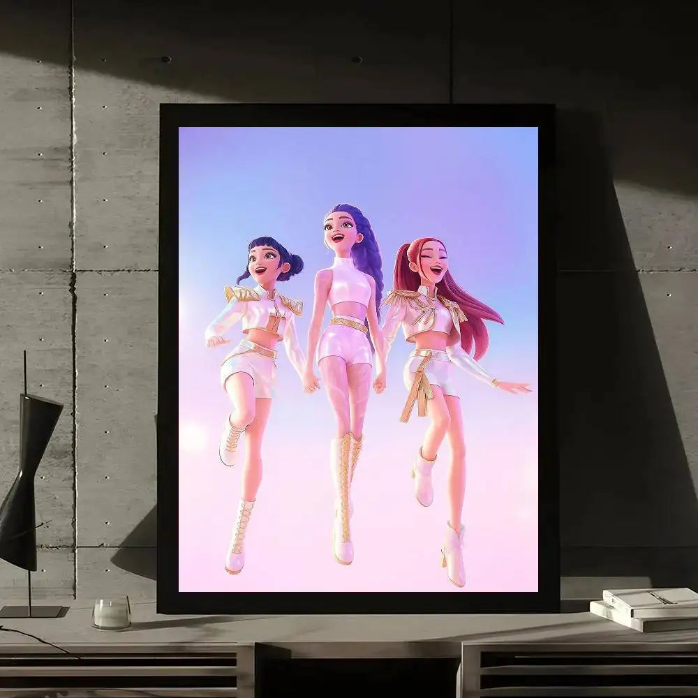 Movie KPop Demon Hunters Poster Gallery Prints Self Adhesive Home Decor Decoration Wall Decals Living Room Sticker