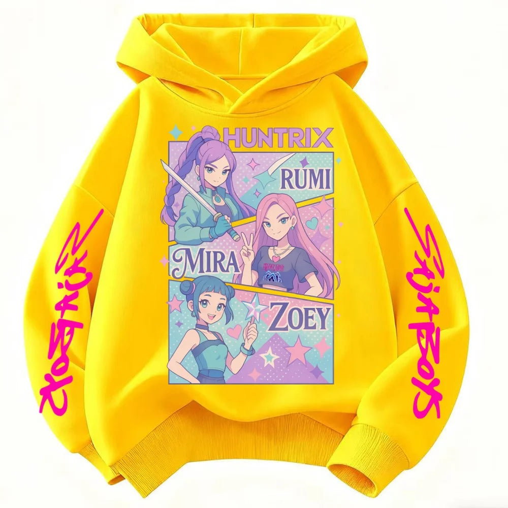 Kids Boys Girls Anime Clothes Kpop Demon Hunters Hoodie Casual Fashion Autumn Winter Warm Sweatshirt