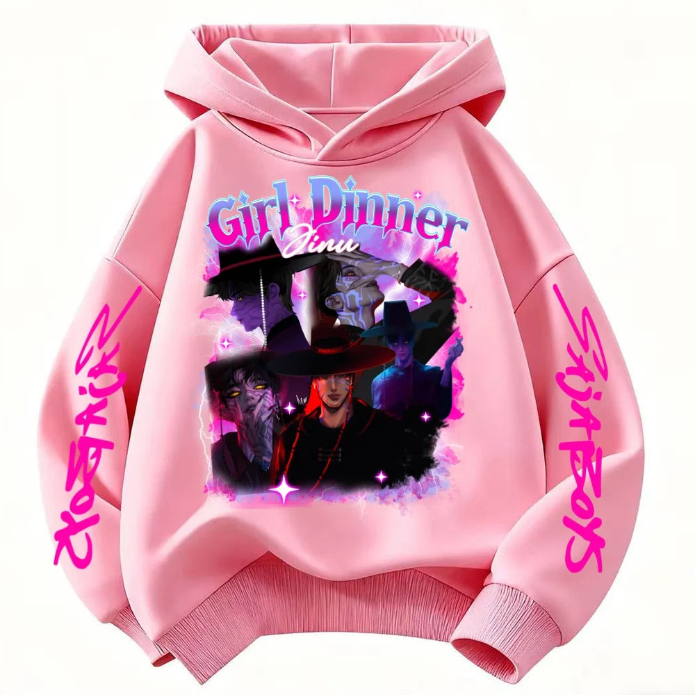 KPop Demon Hunters Huntrix Hoodie Kids Hooded Sweatshirt Baby Girls Pullover Hoodies Boys Fashion Outerwear Children's Clothing