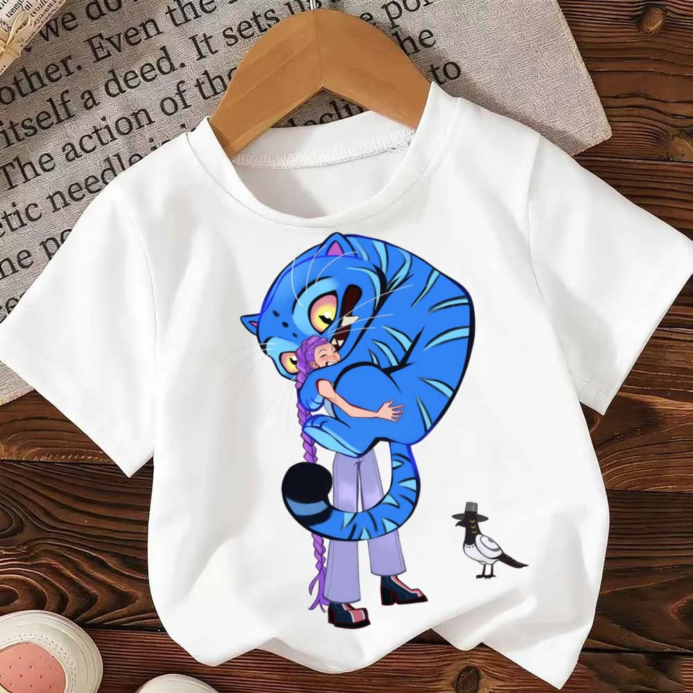 Kpop Demon Hunters Kids T-shirt Huntrix Saja Boys Movie Short Sleeve Cute Derpy Rumi Jinu Tops Child Clothing Girl Clothes Gift