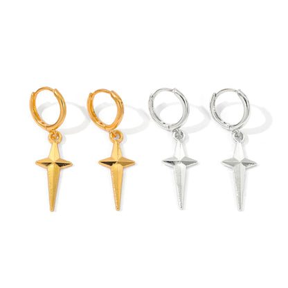 KPop Demon Hunters Jinu Cross Stars Dangle Earrings for Men Women Metal Ear Spring New Gifts Boys Girls Jewelry