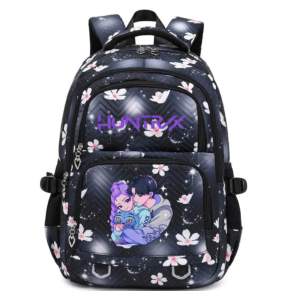 KPop Demon Hunters Backpack Rumi Mira Zoey HUNTR/X Saja Boys Print Cartoon School Bag Large Capacity Student Travel Backpacks