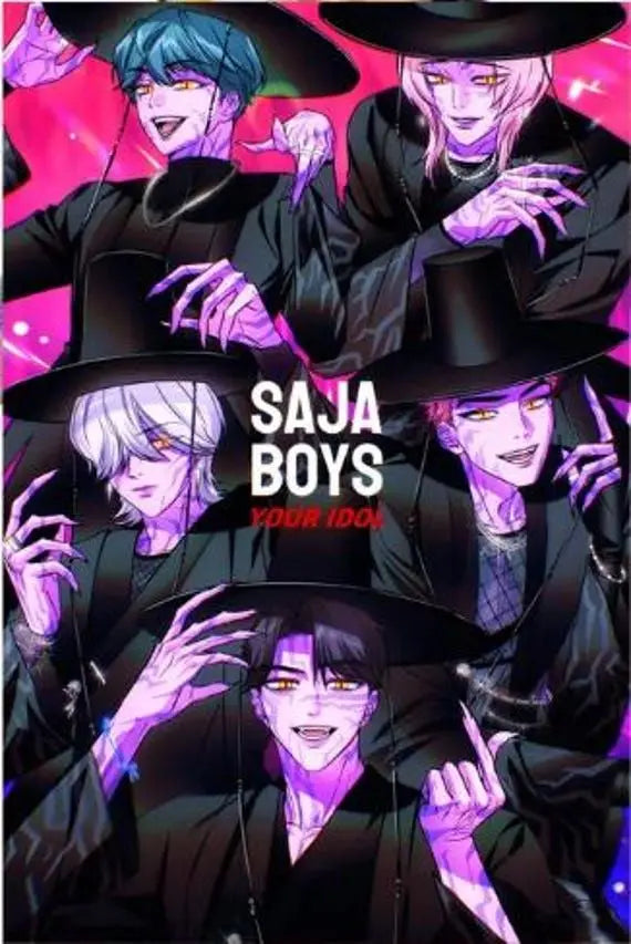 Saja Boys K Pop Demon Hunters Movie Poster Print For Bedroom Living Room Decor Cartoon Music Band Canvas Painting Wall Art