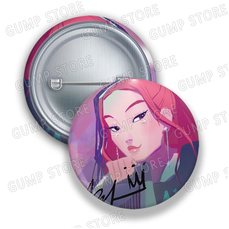 Kpop Demon Hunters Badges for Jewelry Accessories Bag Decor Huntrix Saja Boys Rumi Zoey Jinu Tinplate Button Brooch Pins Gifts