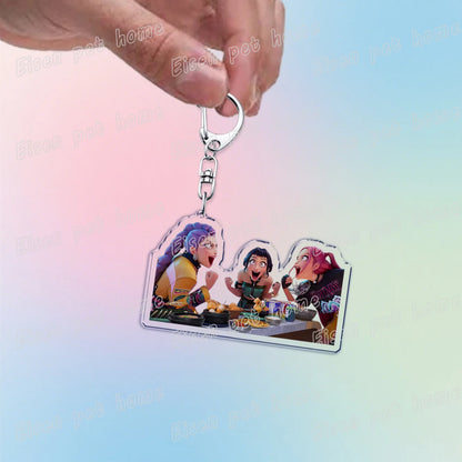 Kpop Demon Hunters Huntrix Saja Boys Keychain Llavero Accessories Bag Rumi Zoey Jinu Ramen Keychains Keyrings Jewelry Fans Gift