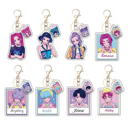 KPop Demon Hunters Kawaii Saja Boys Superstar Zoe Rumi Mira Acrylic Keychain Unters HUNTR/X Baby Keyring Huntr-X Bag Pendant