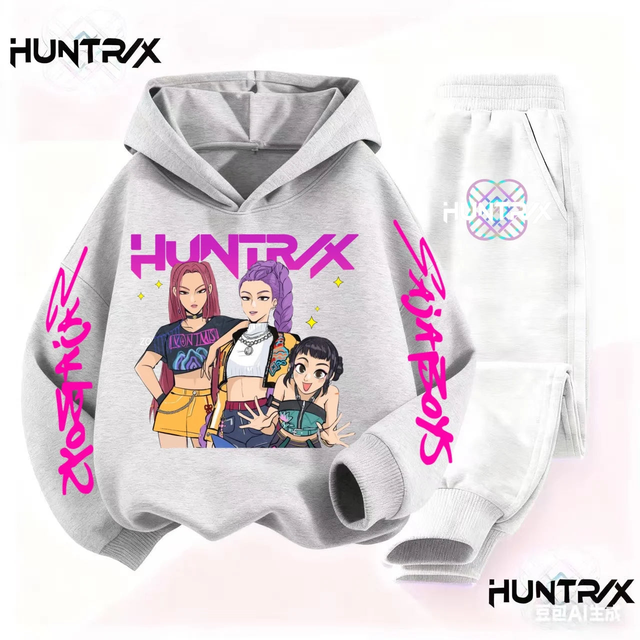 3-14Y Kpop Demon Hunters Hoodie Set Boys Girls Kids Autumn Sportswear Daily Clothes 2025