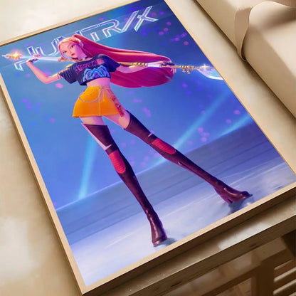 K-pop D-Demon Hunters Anime Poster Self-adhesive Art Waterproof Paper Sticker Coffee House Bar Room Wall Decor