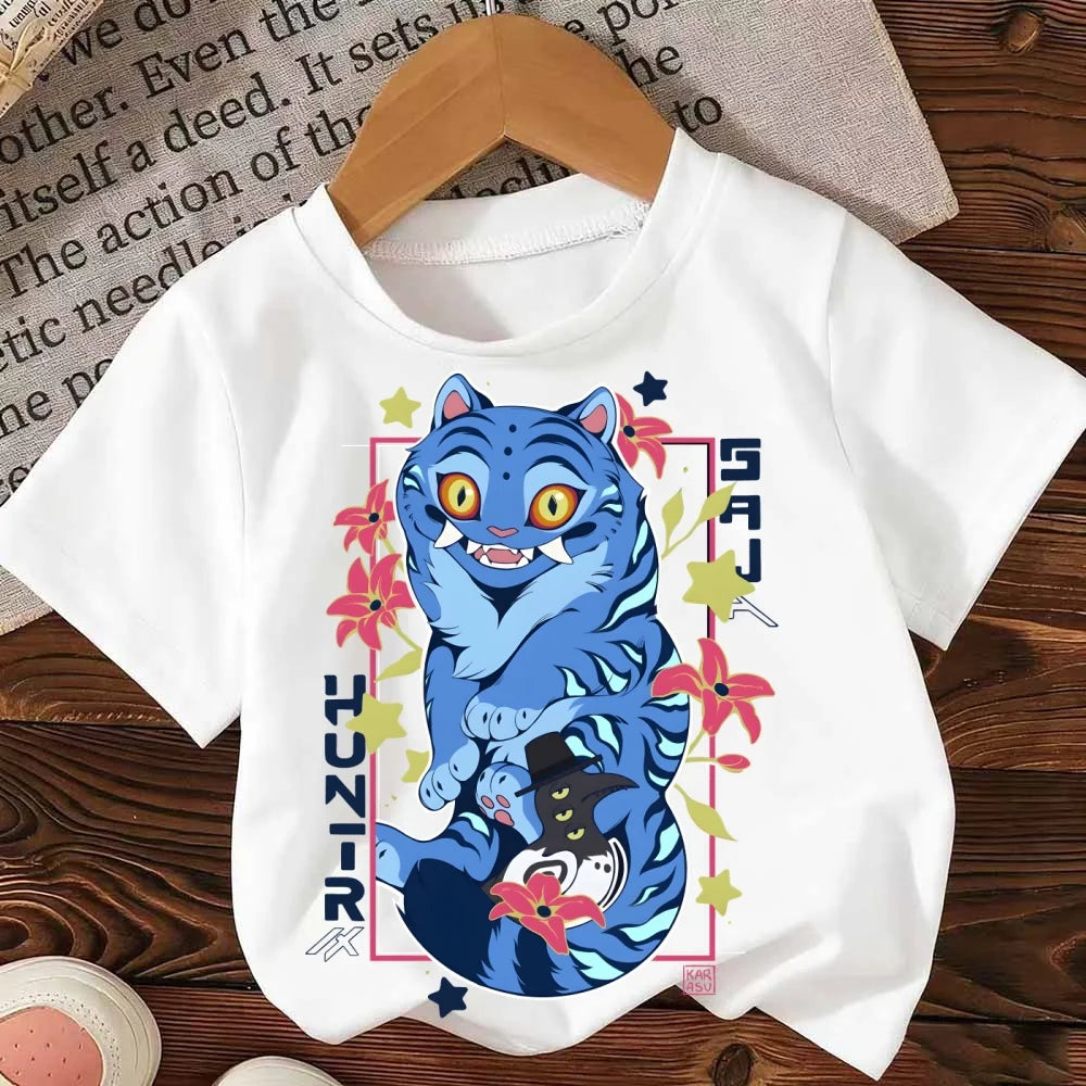 Huntrix Kpop Demon Hunters T-Shirt for Boys Girls Cotton Fans Gift Summer Crew Neck Short Sleeve Tees Fashion Kids T-shirt
