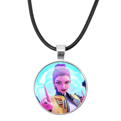 KPop Demon Hunters Leather Rope Necklace Huntr-x Rumi Zoey Mira Pendant Necklace Jewelry Accessories Cosplay Props Fans Gifts
