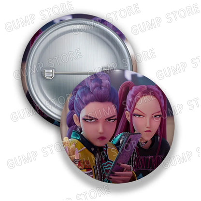 Kpop Demon Hunters Badges for Jewelry Accessories Bag Decor Huntrix Saja Boys Rumi Zoey Jinu Tinplate Button Brooch Pins Gifts