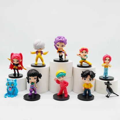 10pcs/Set K-pop Demon Hunters Anime Figure Toys Q Version Derpys Tiger Rumi Mira Zoey Sussy Figurine Doll Fans Christmas Gift