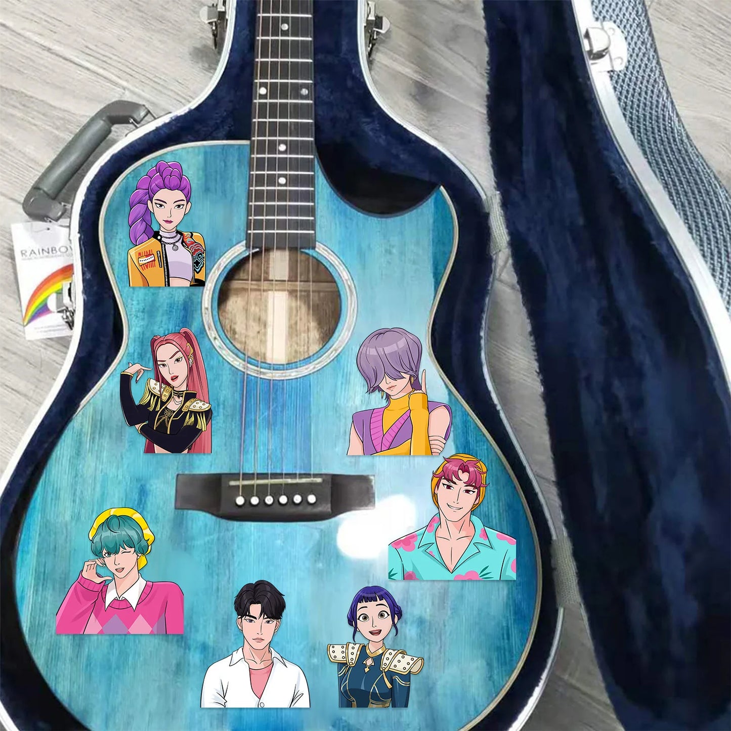 8/16Sheets Cartoon Anime KPop Demon Hunters Stickers Funny Make A Face Puzzle Stickers Jigsaw Assemble Decals Kids DIY Game Gift