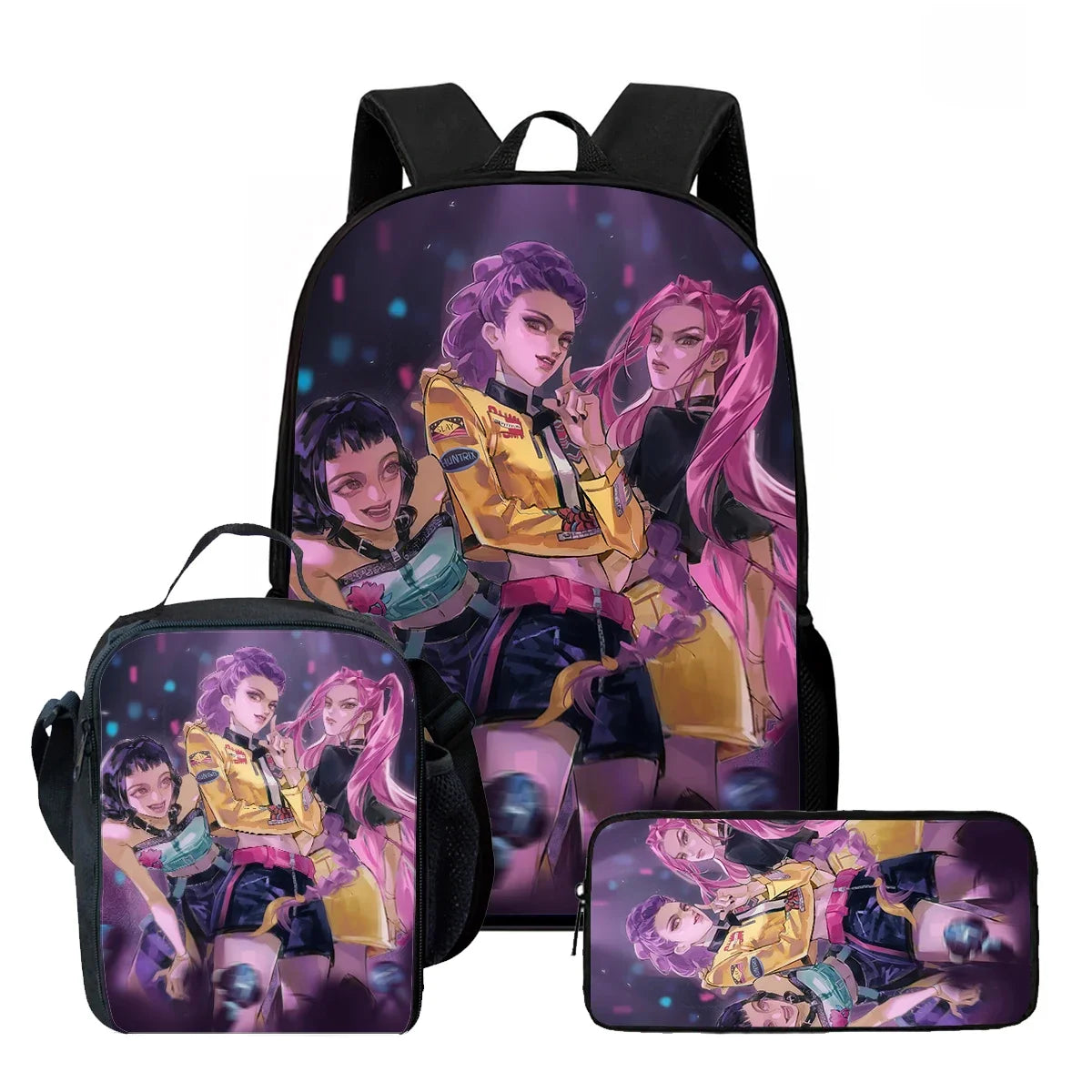 Cartoon KPop Demon Hunters Child School Backpack With Lunch Bags Pencil Bags For,Light Weight Child School Bags