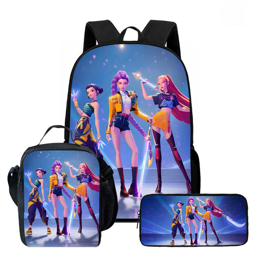3Pcs Kpop Demon Hunters Huntrix School bags Set for Girls Boys Pencil Boxes Backpack Sets with Lunch Box For School Daypack