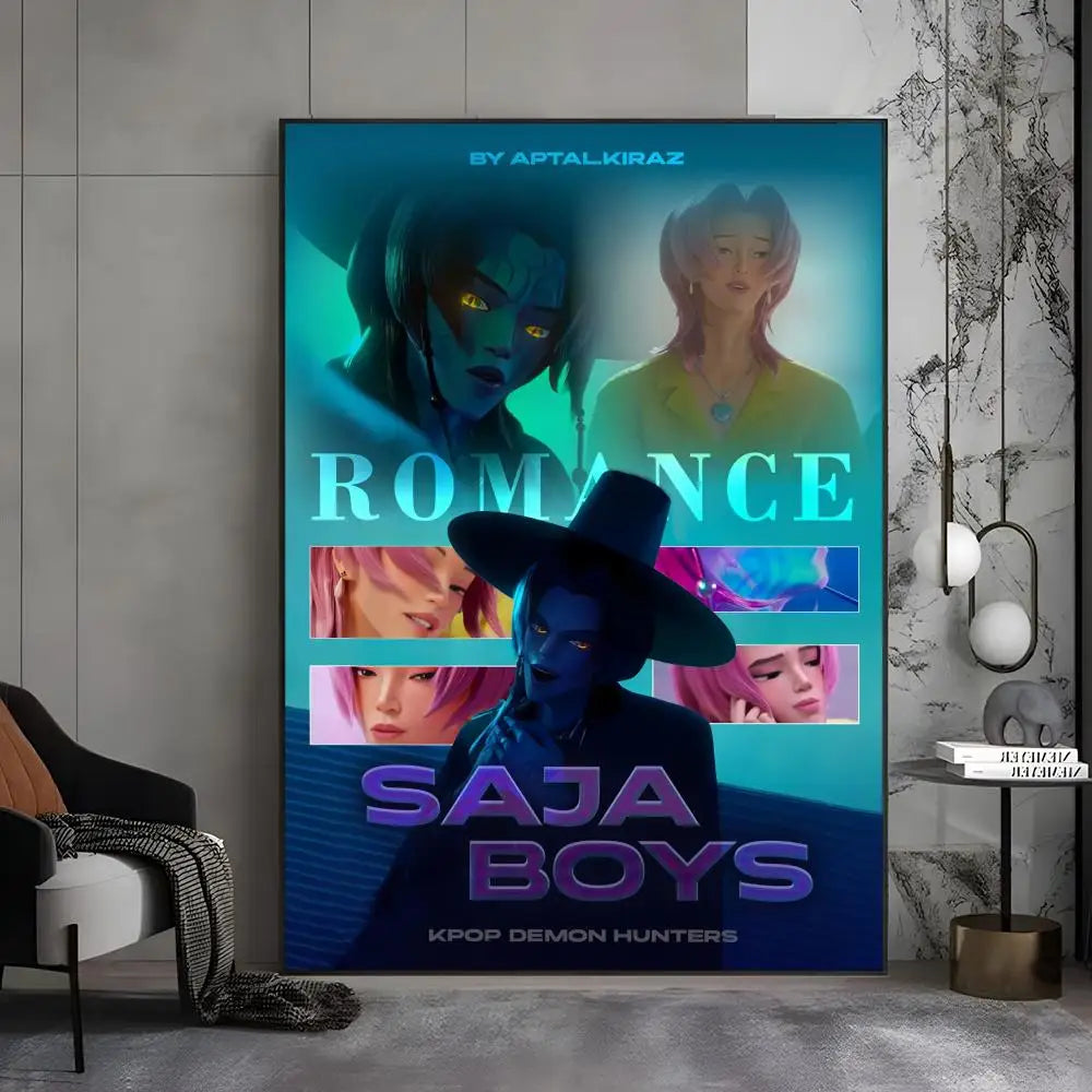 KPop S-saja Boys Demon Hunters  Poster Premium Aesthetic Posters Sticker For Living Room Or Bar Painting Decoration Wall Art
