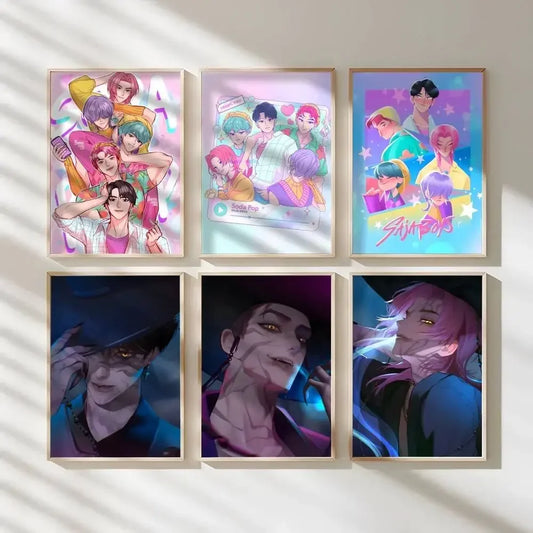 Saja Boys KPop D-Demon Hunters Poster Water Proof Paper Print Room Decor Stickers Art Wall Decoration Bedroom Living Room