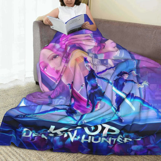 K-Pop Devil Hunter Blanket Is Suitable For Home Bedding And School Bedding. It Is A Must-Have Flannel Gift For Dormitories