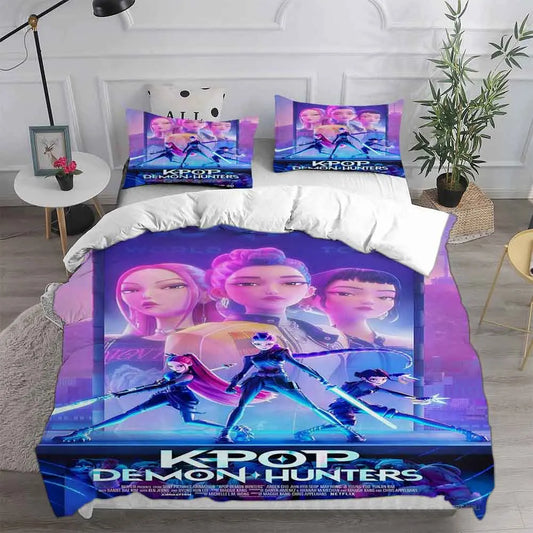 K-POP Bedding Set D-Demon H-Hunters 3D Printed Duvet Cover Set Soft Single Double Queen Size Bed For Birthday Gift For Girls