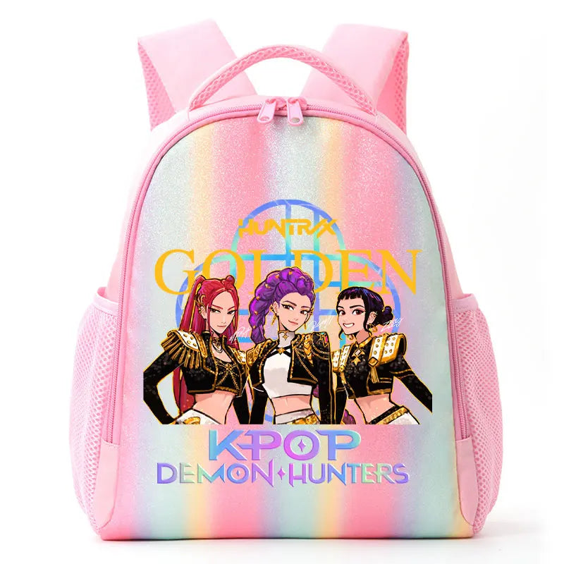 For K-Pop Demon Hunters Student Rainbow Backpack Anime Accessories HUNTR/X Rumi Mira Zoey Schoolbag Children's Birthday Gifts