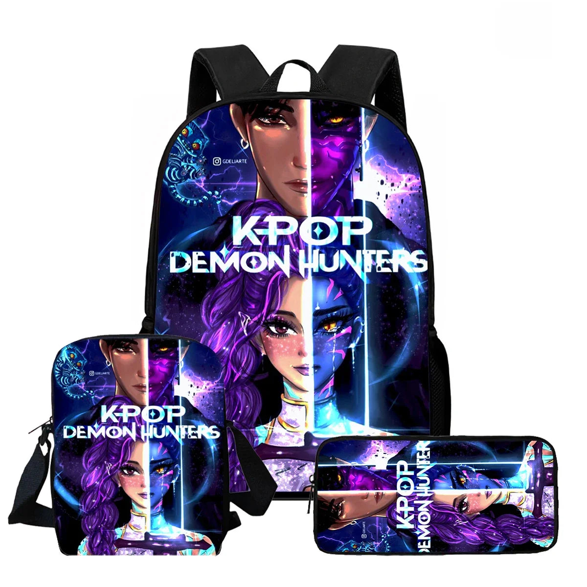 Cartoon  KPop Demon Hunters Child School Backpack With Shoulder Bag Pencil Bag For Kindergarten,Light Weight Child Bags