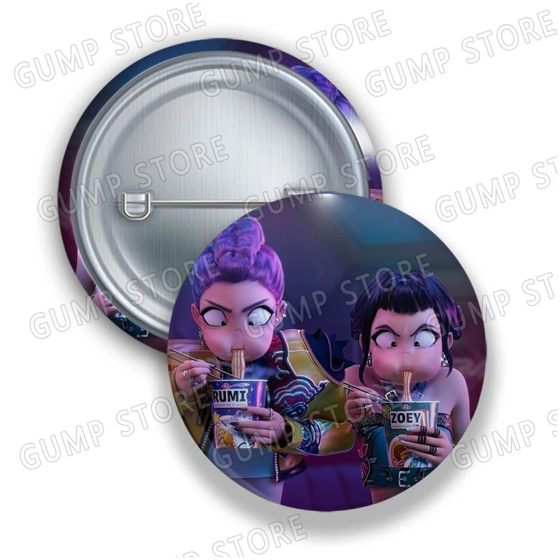 Kpop Demon Hunters Badges for Jewelry Accessories Bag Decor Huntrix Saja Boys Rumi Zoey Jinu Tinplate Button Brooch Pins Gifts