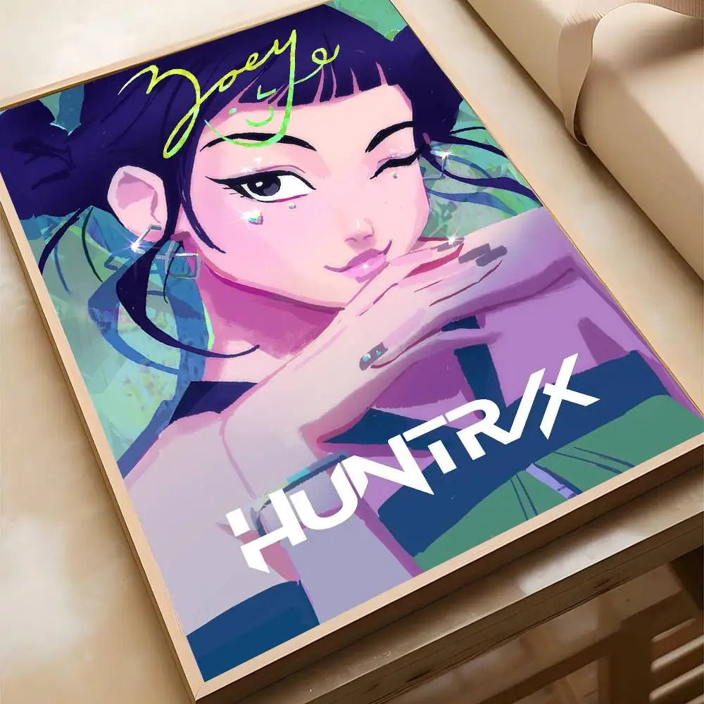 K-pop D-Demon Hunters Anime Poster Self-adhesive Art Waterproof Paper Sticker Coffee House Bar Room Wall Decor