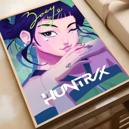 K-pop D-Demon Hunters Anime Poster Self-adhesive Art Waterproof Paper Sticker Coffee House Bar Room Wall Decor