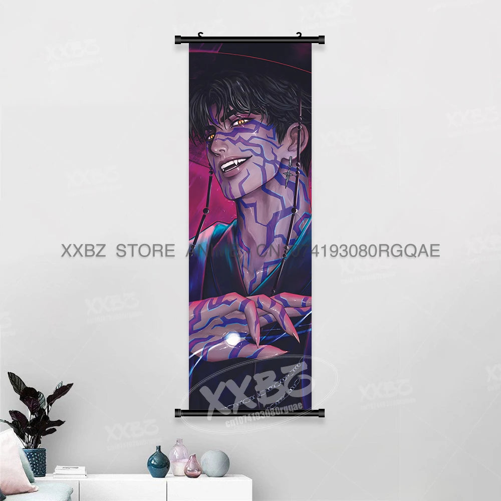 Anime For KPop Demon Hunters Wall Art Canvas Scrolls Pictures Kawaii Character Print Posters Home Decoration Hanging Painting