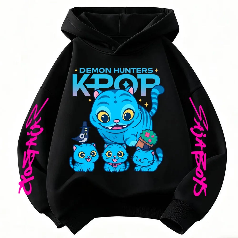 Cute Children's Clothes KPop Devil Hunter Fashion Print Casual 2025 Movie Girls Boys Winter Casual Woolen Hoodies