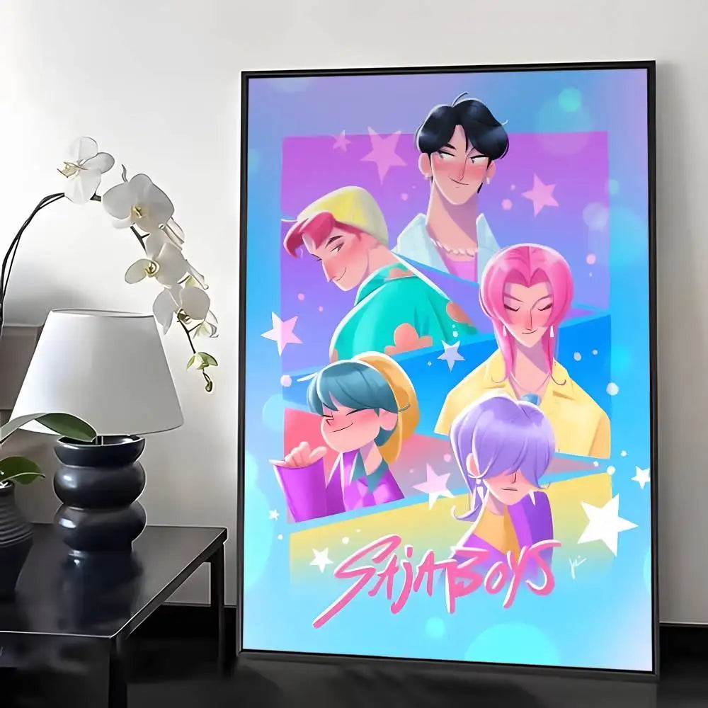 Saja Boys KPop D-Demon Hunters Poster Water Proof Paper Print Room Decor Stickers Art Wall Decoration Bedroom Living Room