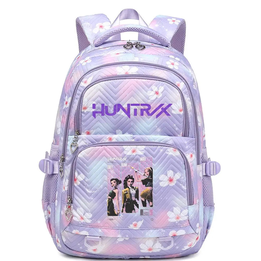 KPop Demon Hunters Backpack Rumi Mira Zoey HUNTR/X Saja Boys Print Cartoon School Bag Large Capacity Student Travel Backpacks