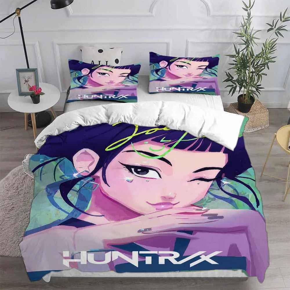 K-POP Bedding Set D-Demon H-Hunters 3D Printed Duvet Cover Set Soft Single Double Queen Size Bed For Birthday Gift For Girls