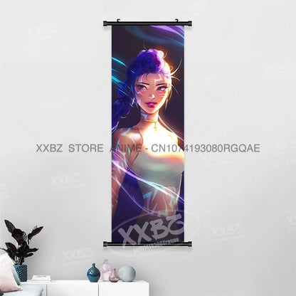 Anime For KPop Demon Hunters Wall Art Canvas Scrolls Pictures Kawaii Character Print Posters Home Decoration Hanging Painting